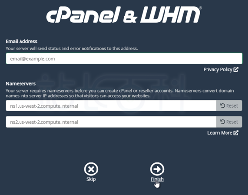 首次登錄Web Host Manager